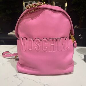 Moschino Vibrant Pink Backpack with Gold Accents